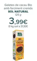 Oferta de Sol Natural - Galletas De Cacao Bio  Con Relleno Cremoso por 3,99€ en Carrefour