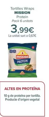 Oferta de Mission - Tortillas Wraps Protein por 3,99€ en Carrefour
