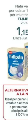 Oferta de Tulipán - Nata Vegetal Para Cocinar 15% Mg O Para Montar 31% Mg  por 1,15€ en Carrefour