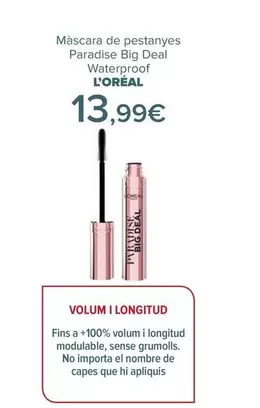 Oferta de L'Oréal - Mascara De Pestañas Paradise Big Deal Waterproof por 13,99€ en Carrefour