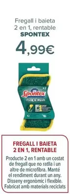 Oferta de Spontex - Estropajo Y Bayeta 2 En 1 Lavable por 4,99€ en Carrefour