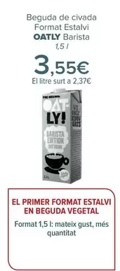 Oferta de Oatly - Bebida De Avena Formato Ahorro Barista por 3,55€ en Carrefour