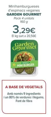 Oferta de Garden Gourmet - Mini Hamburguesas De Espinacas Veganas   por 3,29€ en Carrefour
