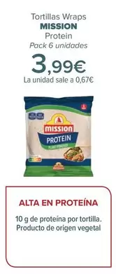 Oferta de Mission - Tortillas Wraps Protein por 3,99€ en Carrefour
