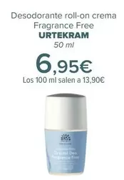 Oferta de Urtekram - Desodorante Roll-on Crema Fragrance Free   por 6,95€ en Carrefour