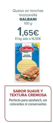 Oferta de Galbani - Queso En Lonchas Mozzarella   por 1,65€ en Carrefour