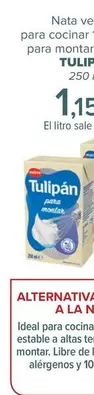 Oferta de Tulipán - Nata Vegetal Para Cocinar 15% Mg O Para Montar 31% Mg  por 1,15€ en Carrefour