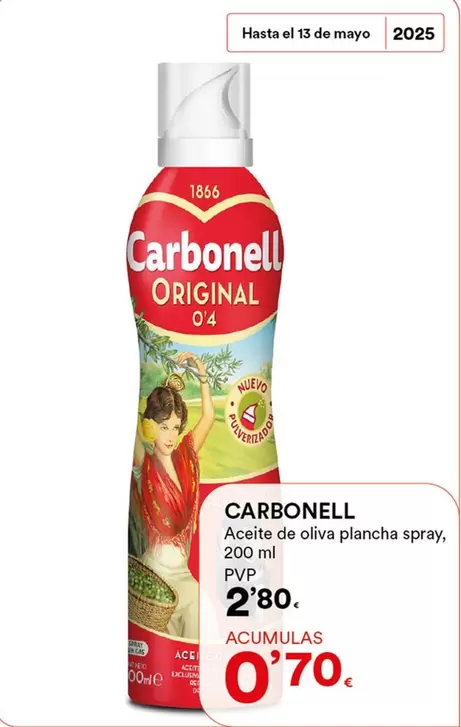 Oferta de Carbonell - Aceite De Oliva Plancha Spray por 2,8€ en SUPER AMARA
