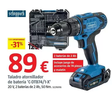 Oferta de Scheppach - Taladro Atornillador De Batería 'C-DTB74/1-X' por 89€ en BAUHAUS