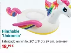Oferta de Hinchable Unicornio por 18,99€ en BAUHAUS