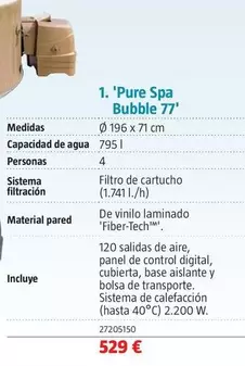 Oferta de Spas Portatiles ' Pure Spa Bubble 77' por 529€ en BAUHAUS