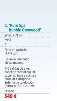 Oferta de Spas Portatiles ' Pure Spa Bubble Greywood' por 549€ en BAUHAUS