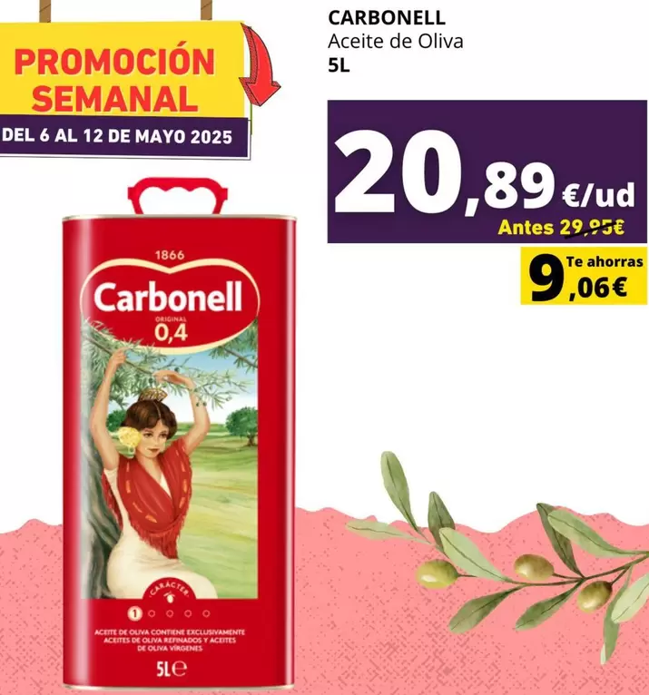 Oferta de Carbonell - Aceite De Oliva por 20,89€ en Supermercados Tu Alteza