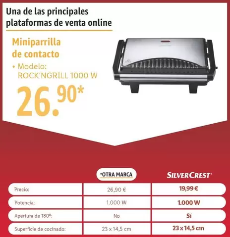 Oferta de Miniparrilla De Contacto por 26,9€ en Lidl