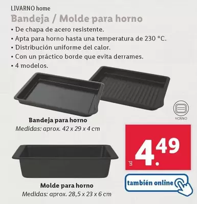 Oferta de Livarno Home - Bandeja/Molde Para Horno por 4,49€ en Lidl