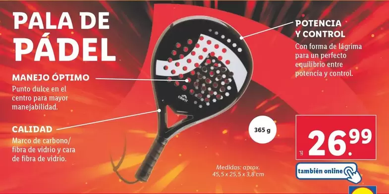Oferta de Pala De Padel por 26,99€ en Lidl