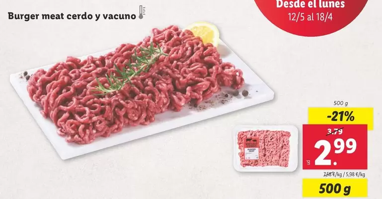 Oferta de Burger Meat Cerdo Y Vacuno por 2,99€ en Lidl