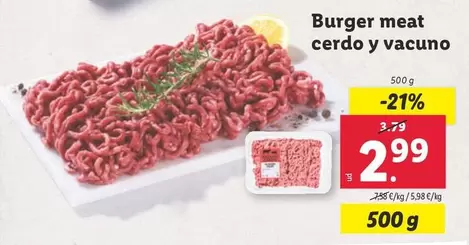 Oferta de Burger Meat Cerdo Y Vacuno por 2,99€ en Lidl
