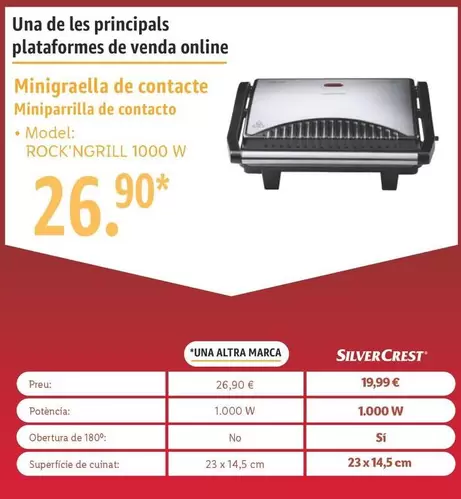 Oferta de SilverCrest - Miniparrilla De Contacto Rock'Ngrill 1000 W por 26,9€ en Lidl