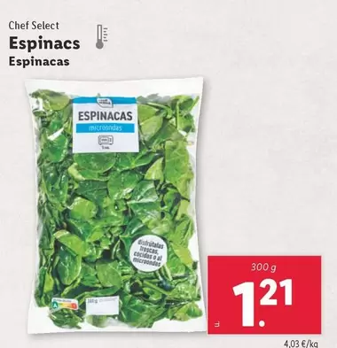 Oferta de Chef Select - Espinacas por 1,21€ en Lidl