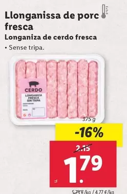 Oferta de Longaniza De Cerdo Fresca por 1,79€ en Lidl