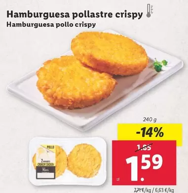 Oferta de Hamburguesa Pollo Crispy por 1,59€ en Lidl