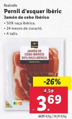 Oferta de Realvalle - Jamon De Cebo Iberico por 3,69€ en Lidl