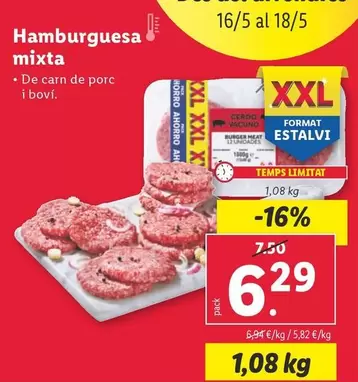 Oferta de Hamburguesa Mixta por 6,29€ en Lidl