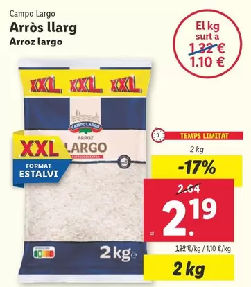 Oferta de Campo Largo - Arroz Largo por 2,19€ en Lidl