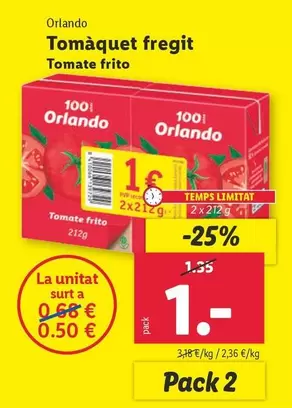 Oferta de Orlando - Tomate Frito por 1€ en Lidl