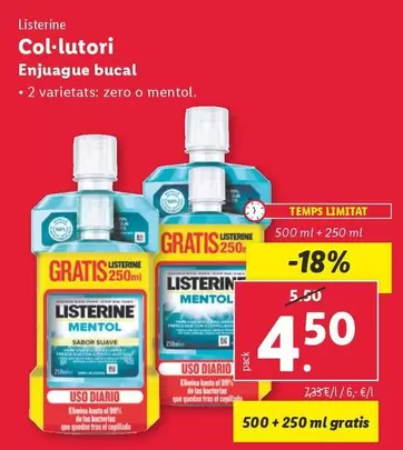 Oferta de Listerine - Enjuague Bucal por 4,5€ en Lidl