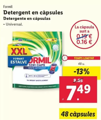 Oferta de Formil - Detergente En Cápsulas por 7,49€ en Lidl