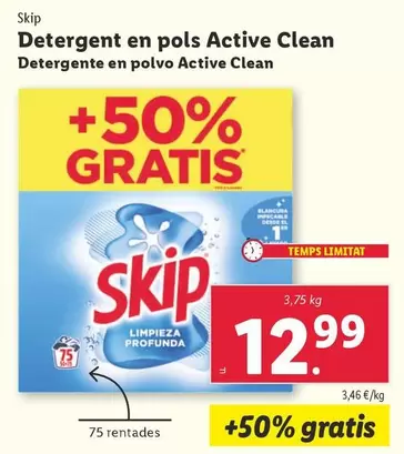 Oferta de Skip - Detergente En Polvo Active Clean por 12,99€ en Lidl