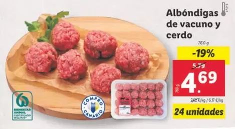 Oferta de Albóndigas De Vacuno Y Cerdo por 4,69€ en Lidl