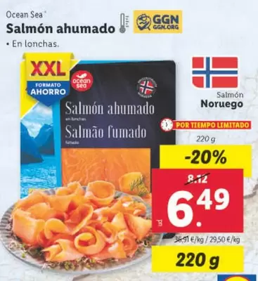 Oferta de Ocean Sea - Salmon Ahumado por 6,49€ en Lidl