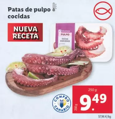 Oferta de Patas De Pulpo Cocidas por 9,49€ en Lidl
