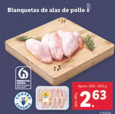 Oferta de Blanquetas De Alas De Pollo  por 2,63€ en Lidl