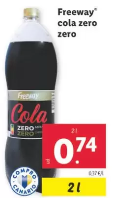 Oferta de Freeway - Cola Zero Zero por 0,74€ en Lidl