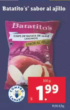 Oferta de Batatito's Sabor Al Ajillo por 1,99€ en Lidl