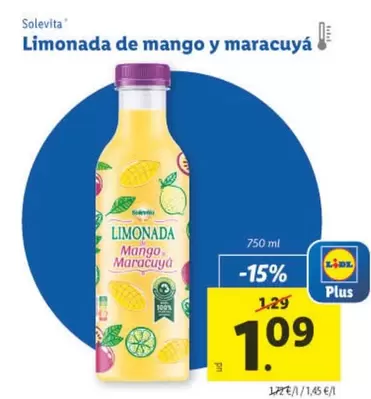 Oferta de Solevita - Limonada De Mango Y Maracuya por 1,09€ en Lidl