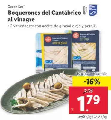 Oferta de Ocean Sea - Boquerones Del Cantábrico Al Vinagre por 1,79€ en Lidl