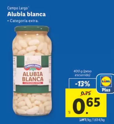 Oferta de Campo Largo - Alubia Blanca por 0,65€ en Lidl