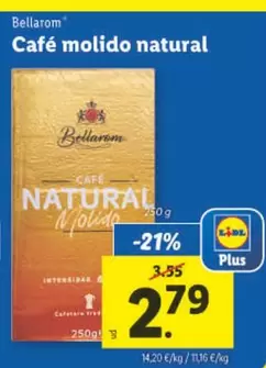 Oferta de Bellarom - Cafe Molido Natural por 2,79€ en Lidl