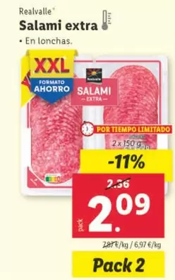 Oferta de Realvalle - Salami Extra por 2,09€ en Lidl