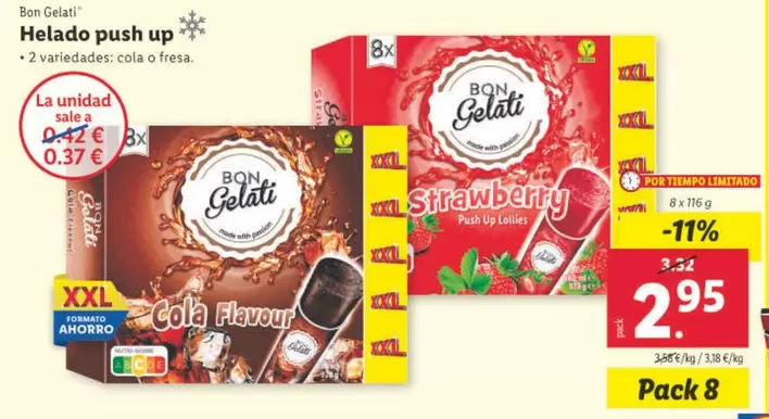 Oferta de Bon Gelati - Helado Push Up por 2,95€ en Lidl