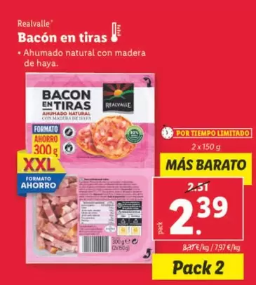 Oferta de Realvalle - Bacon En Tiras por 2,39€ en Lidl
