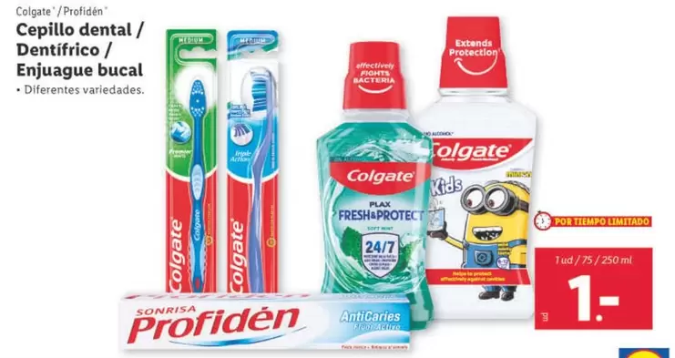 Oferta de Colgate - Cepillo Dental/Dentífrico/Enjuague Bucal por 1€ en Lidl