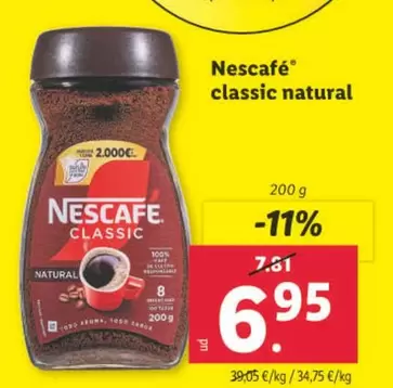 Oferta de Nescafé - Classic Natural por 6,95€ en Lidl