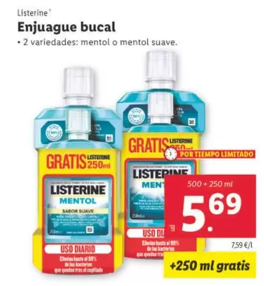 Oferta de Listerine - Enjuague Bucal por 5,69€ en Lidl