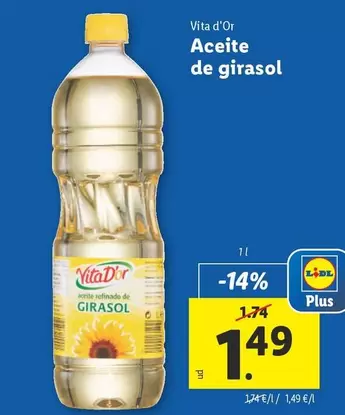 Oferta de Aceite De Girasol por 1,49€ en Lidl